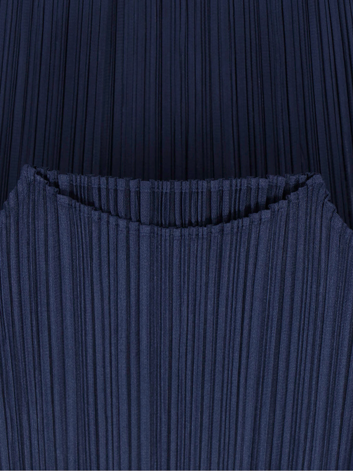 Blue Pleated High-Neck Top