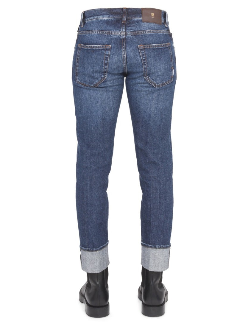 Medium Blue Washed Twill Jeans