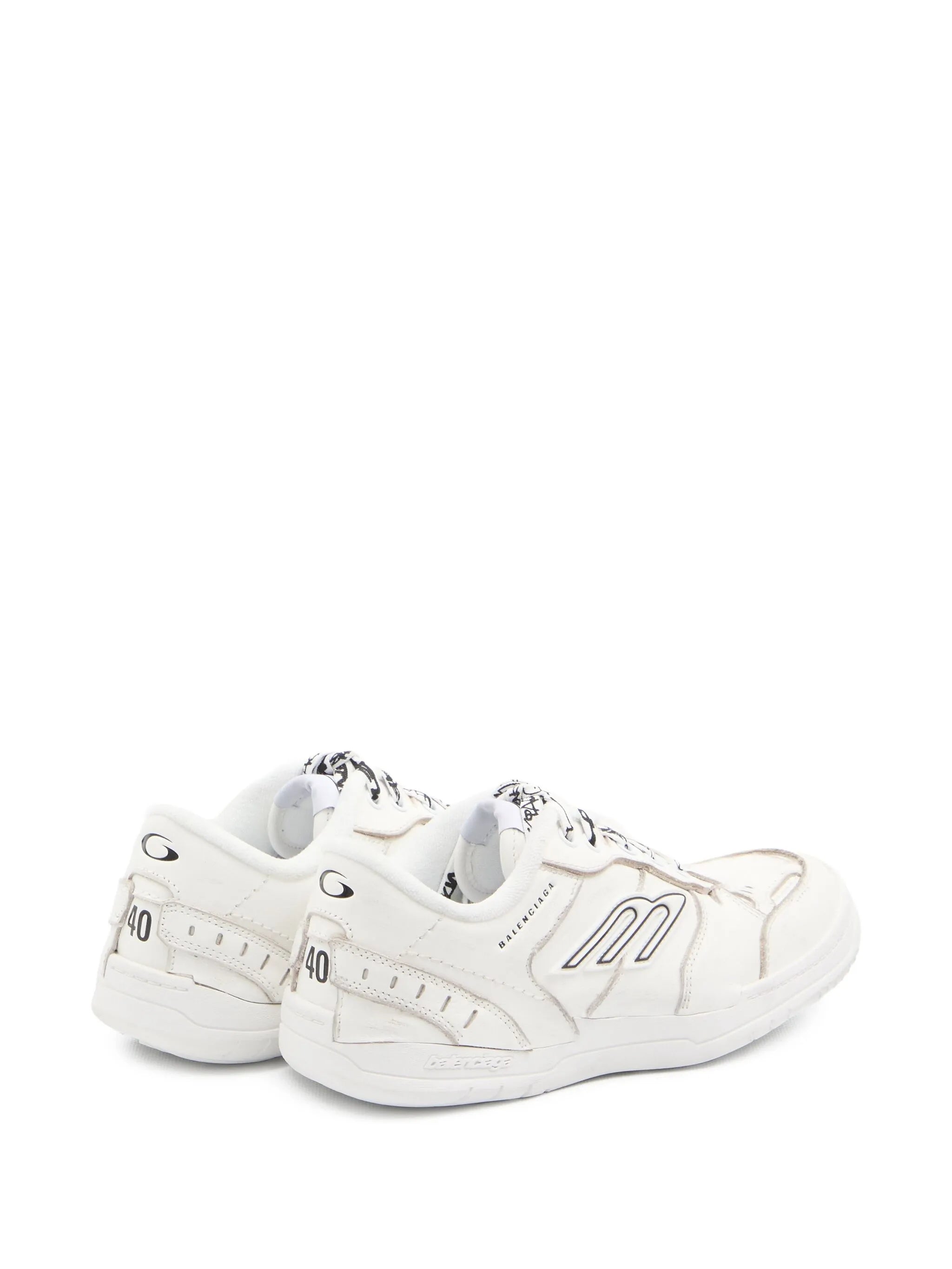 White Hamptons Wornout Distressed Leather Sneakers