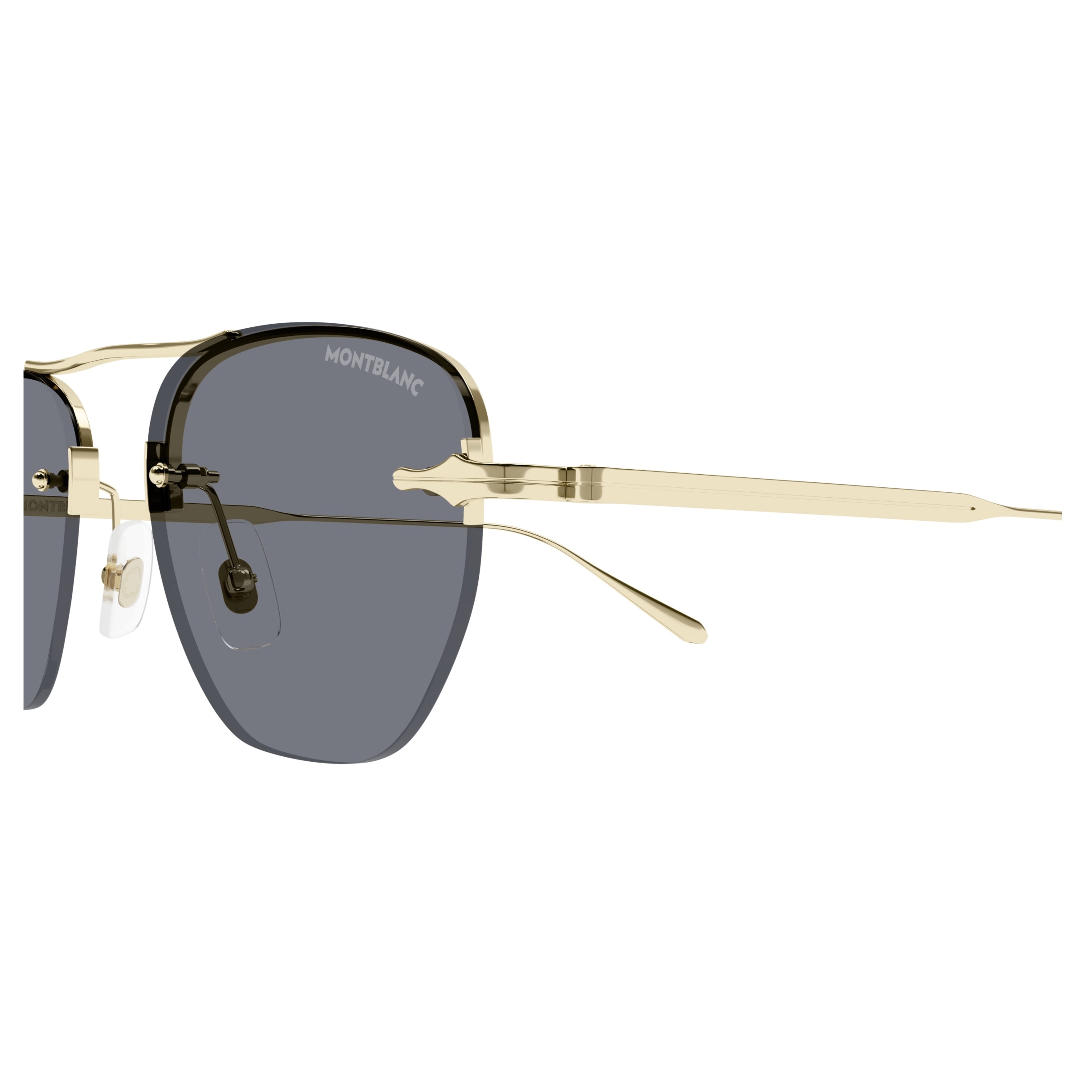 Mb0404s Rimless Gold-Toned Sunglasses with Rectangular Lenses