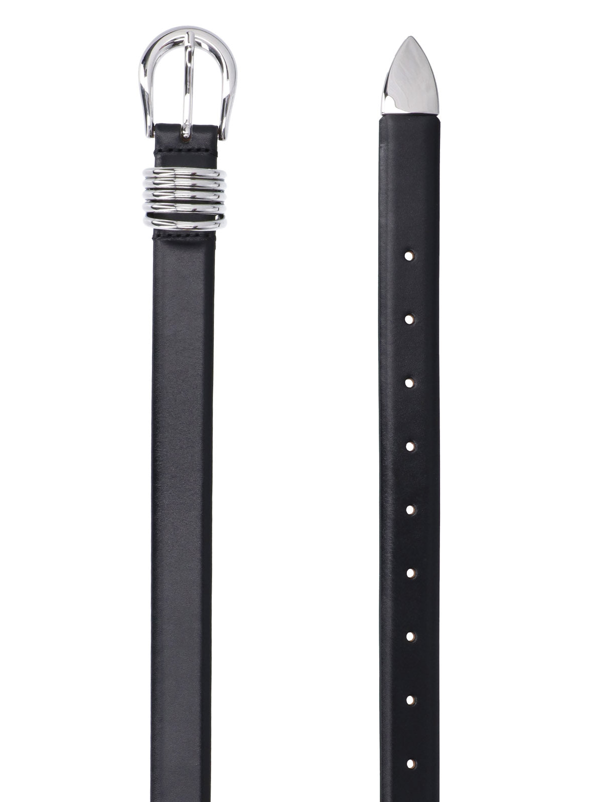 Black Hollyhock Silver Buckle Leather Belt