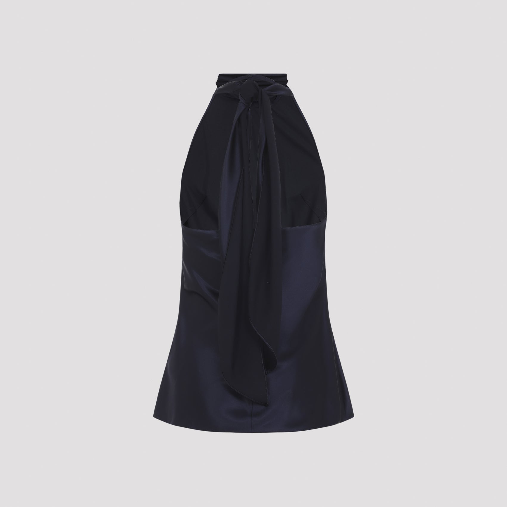 Silk-Blend Sleeveless Top with Gathered Neckline