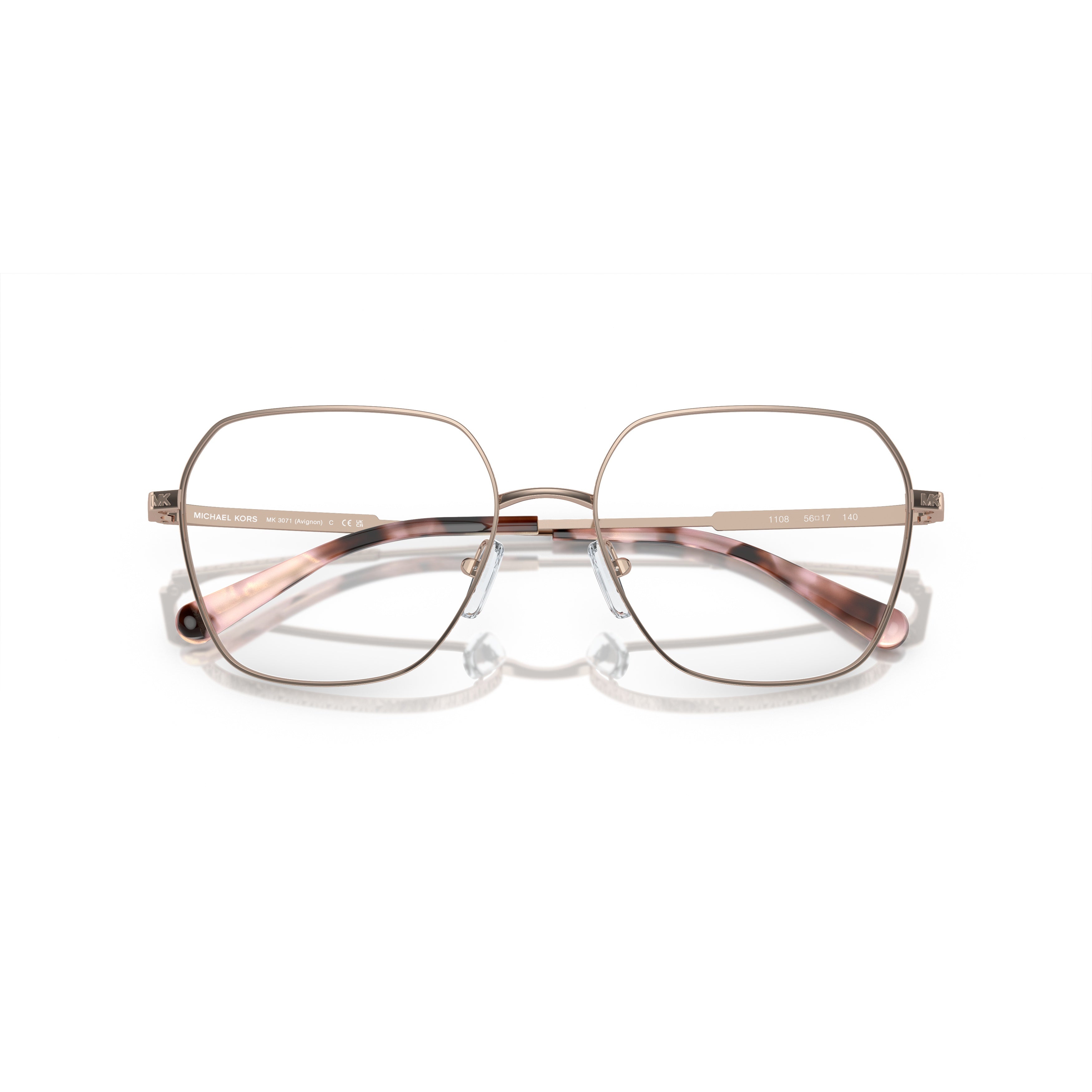 0mk3071 Delicate Gold Metal Sunglasses with Gradient Temples