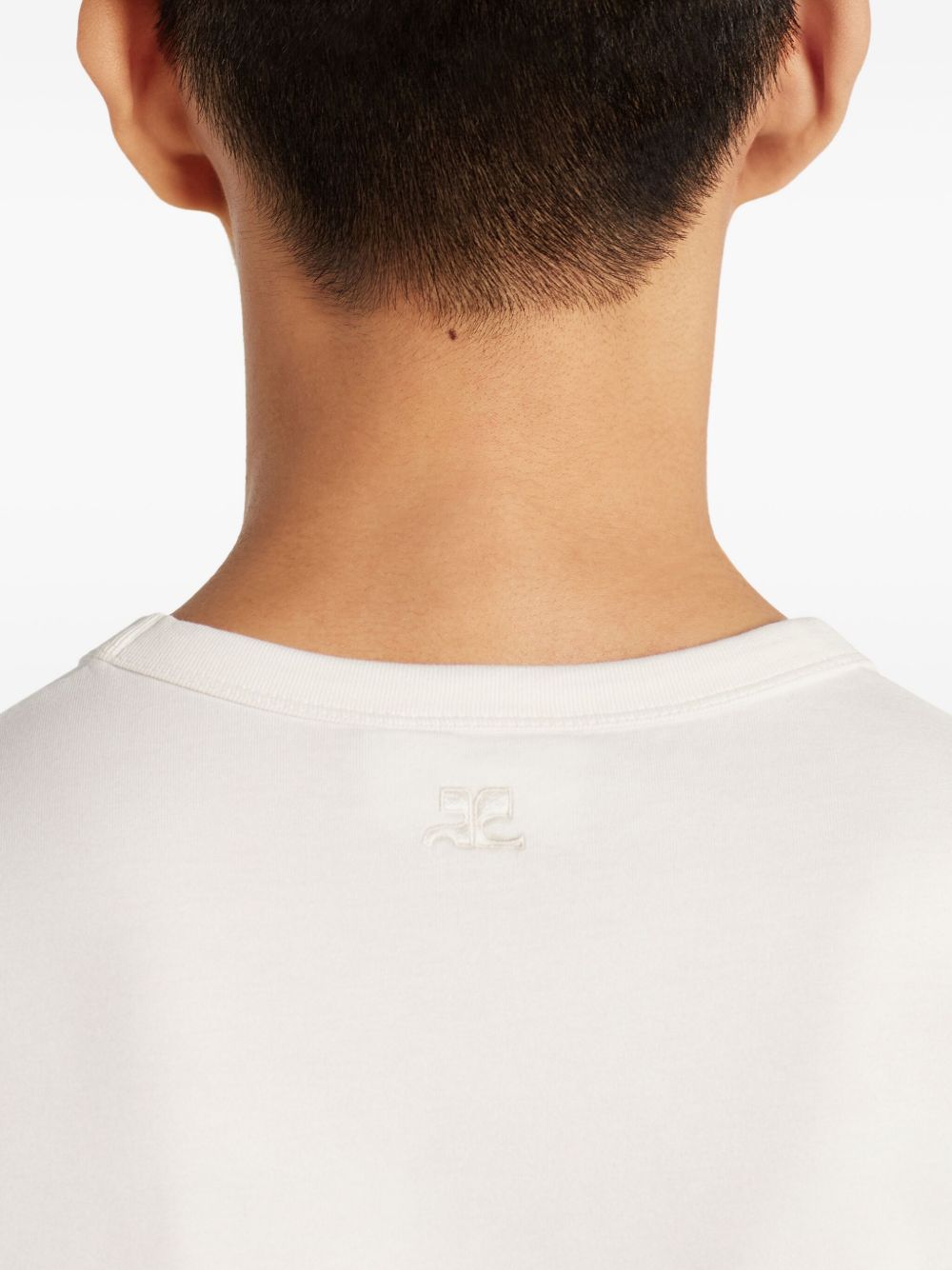 White T-Shirt with Embossed Logo Detail