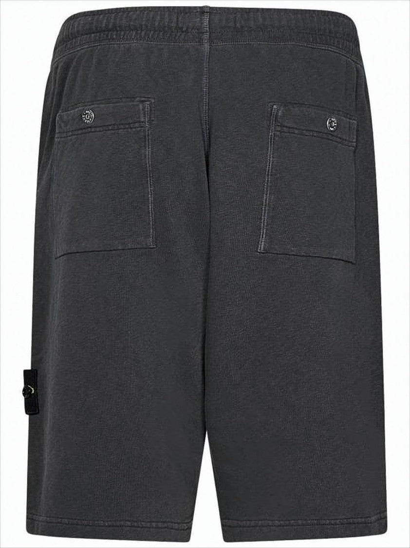 Relaxed Fit Cotton Shorts with Elastic Waistband and Compass Patch