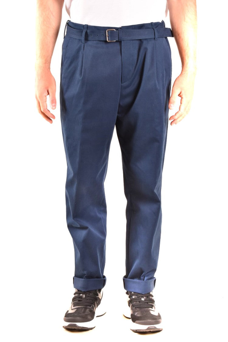 Relaxed Fit Blue Trousers With Tapered Leg