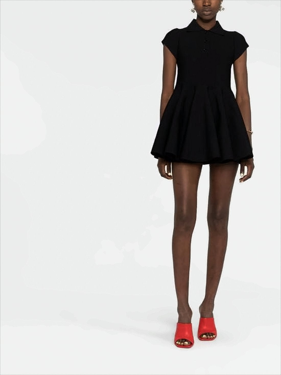 Flared Mini Dress with Classic Polo Collar