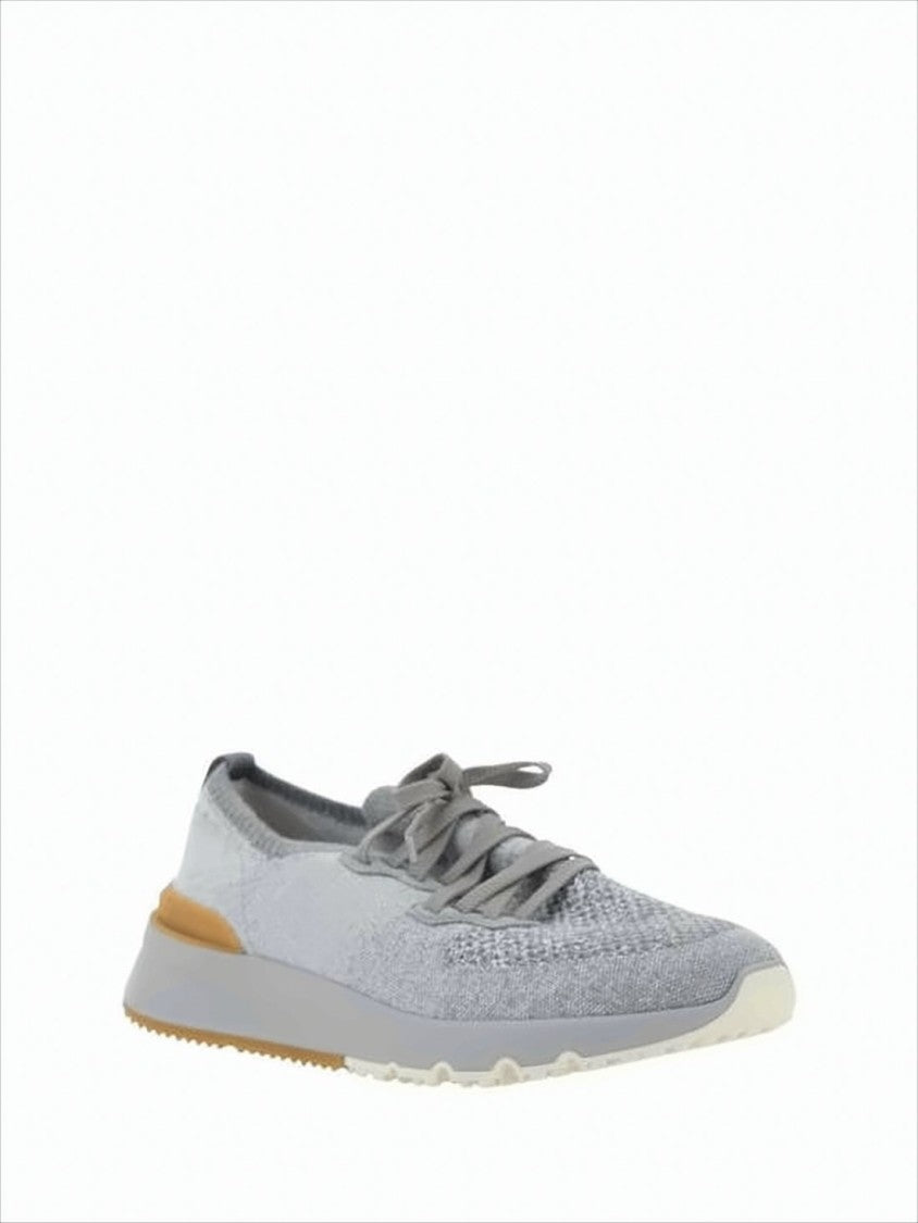 Knitted Grey Sneakers with Cushioned Sole