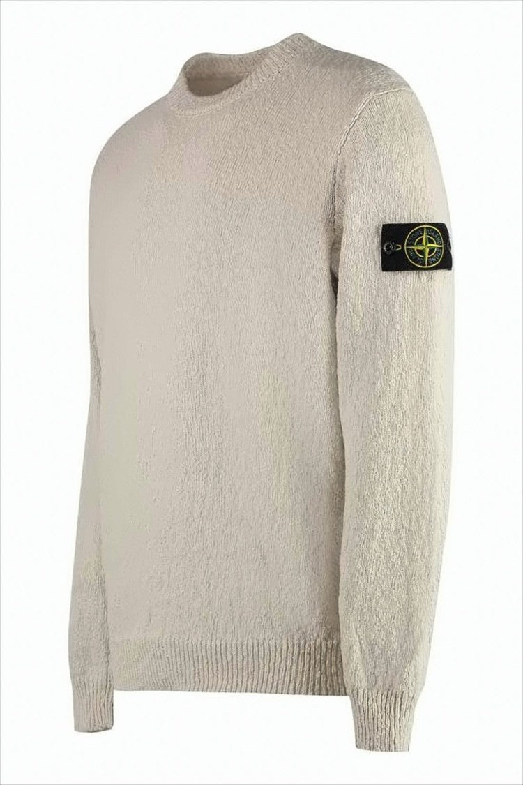 Textured Knit Sweater with Crew Neckline