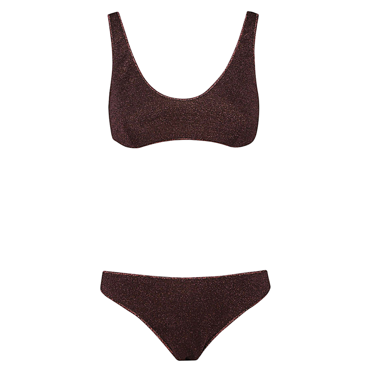 Scoop Neck Bikini Set in Rich Brown
