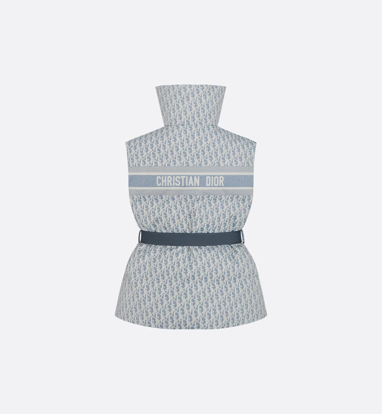 Black High-Collared Sleeveless Belted Ski Gilet