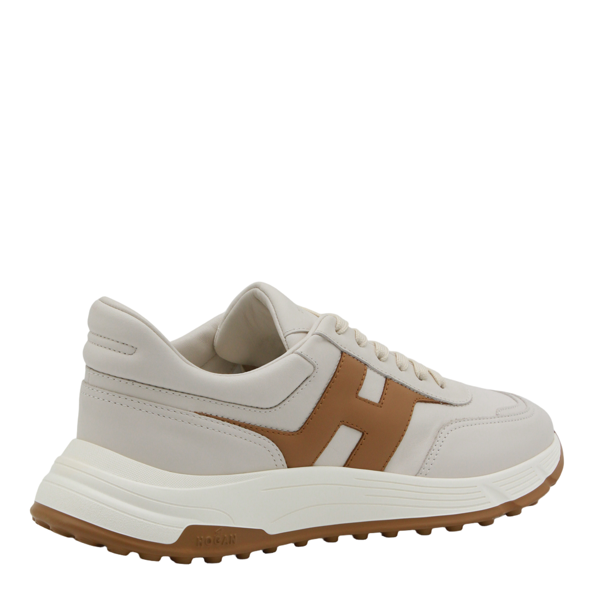 Cream Base Sneakers with Tan Logo