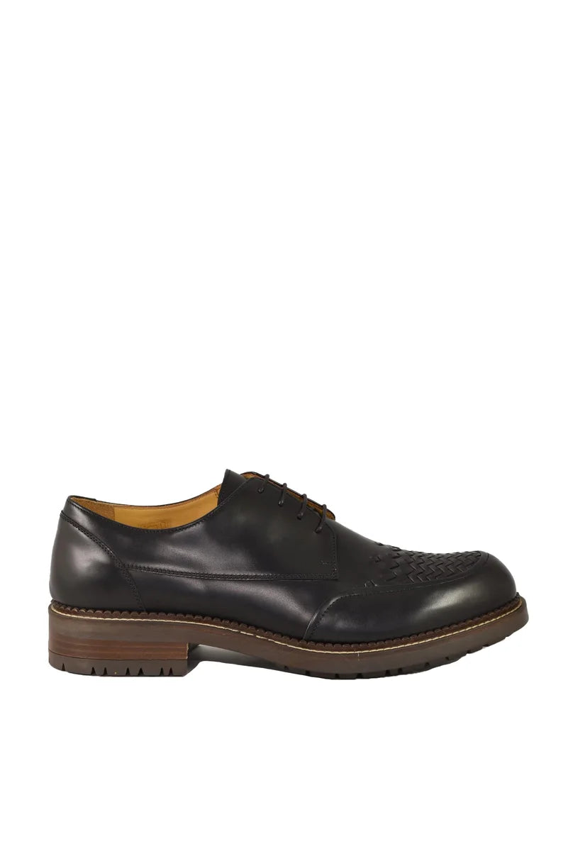 Rubber Sole Lace-up Shoes - Black