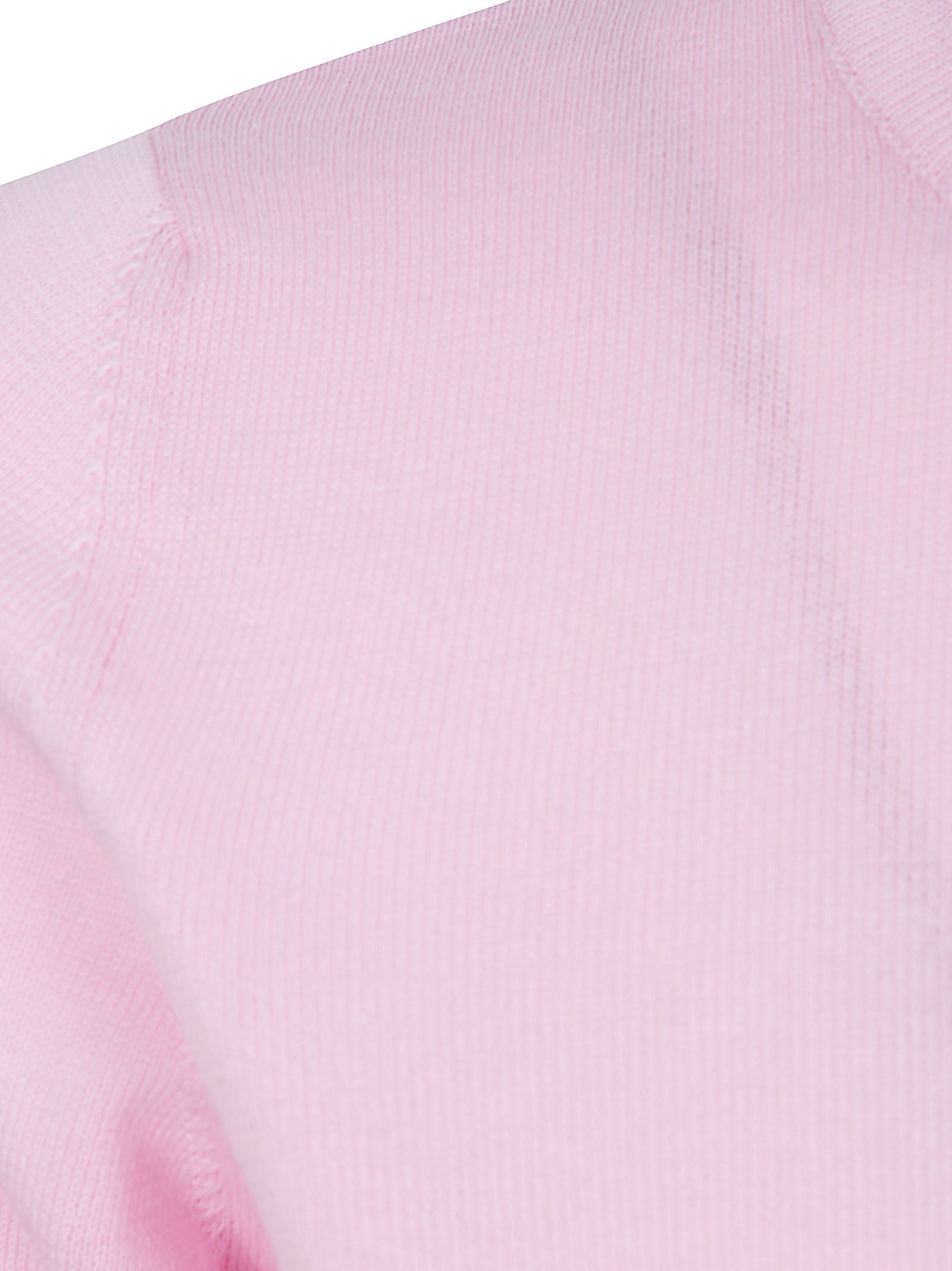 Tailored Light Pink Short-Sleeve Top with Fine Knit Texture
