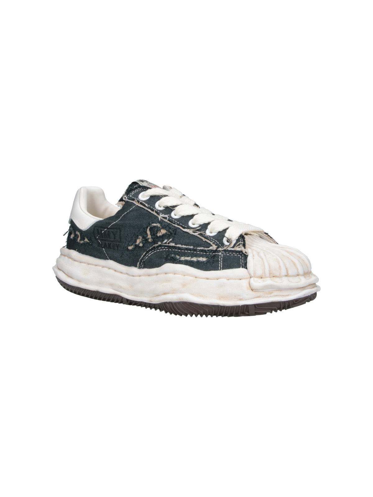 Black Blakey Distressed Cotton Rugged Sneakers