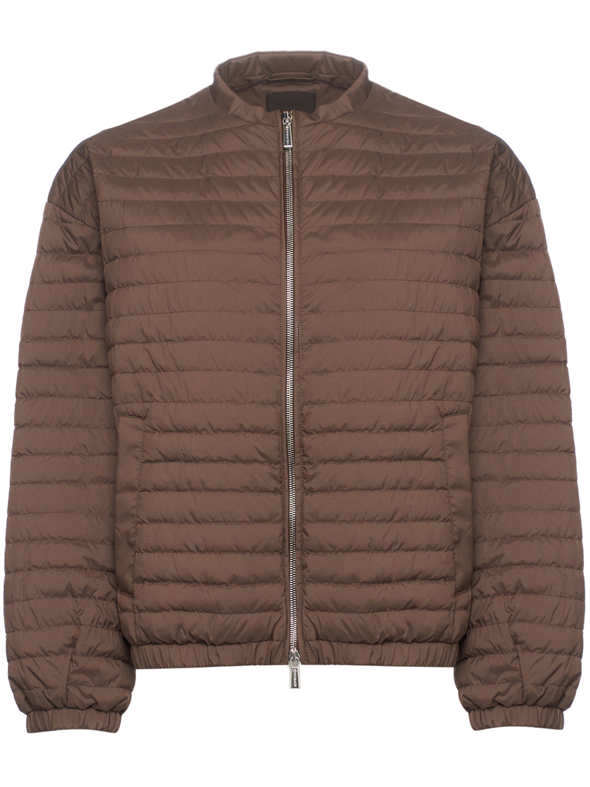 Brown Quilted Jacket With Matte Finish Silhouette