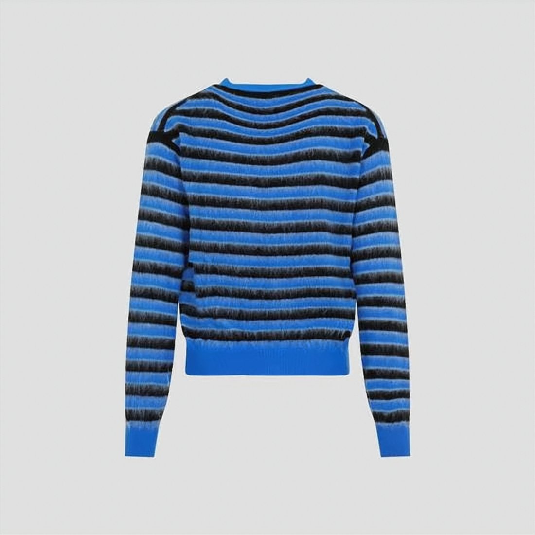 Striped Knit Cardigan with V-Neckline and Ribbed Cuffs