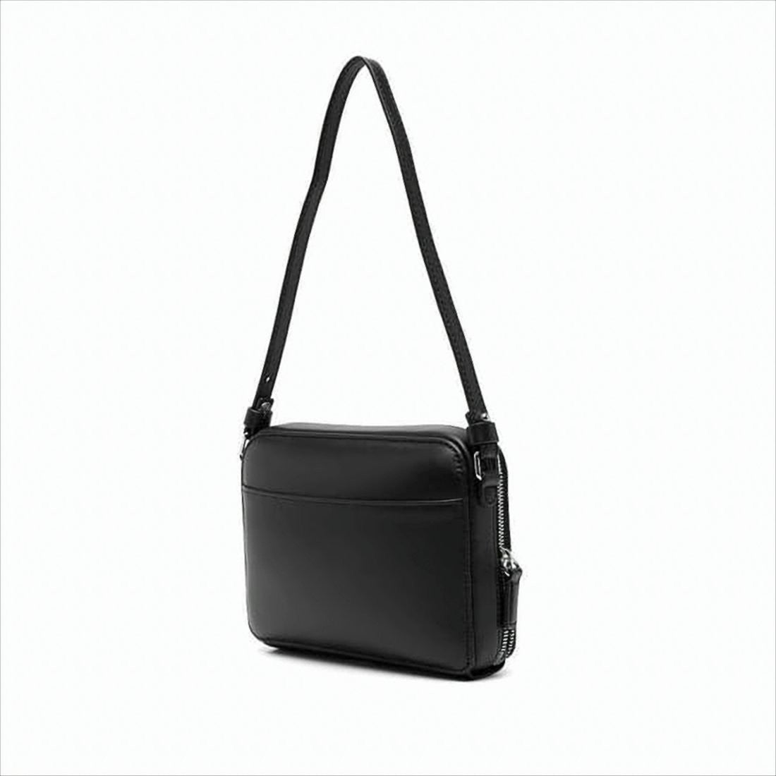 Rectangular Black Calf Leather Clutch With Detachable Straps