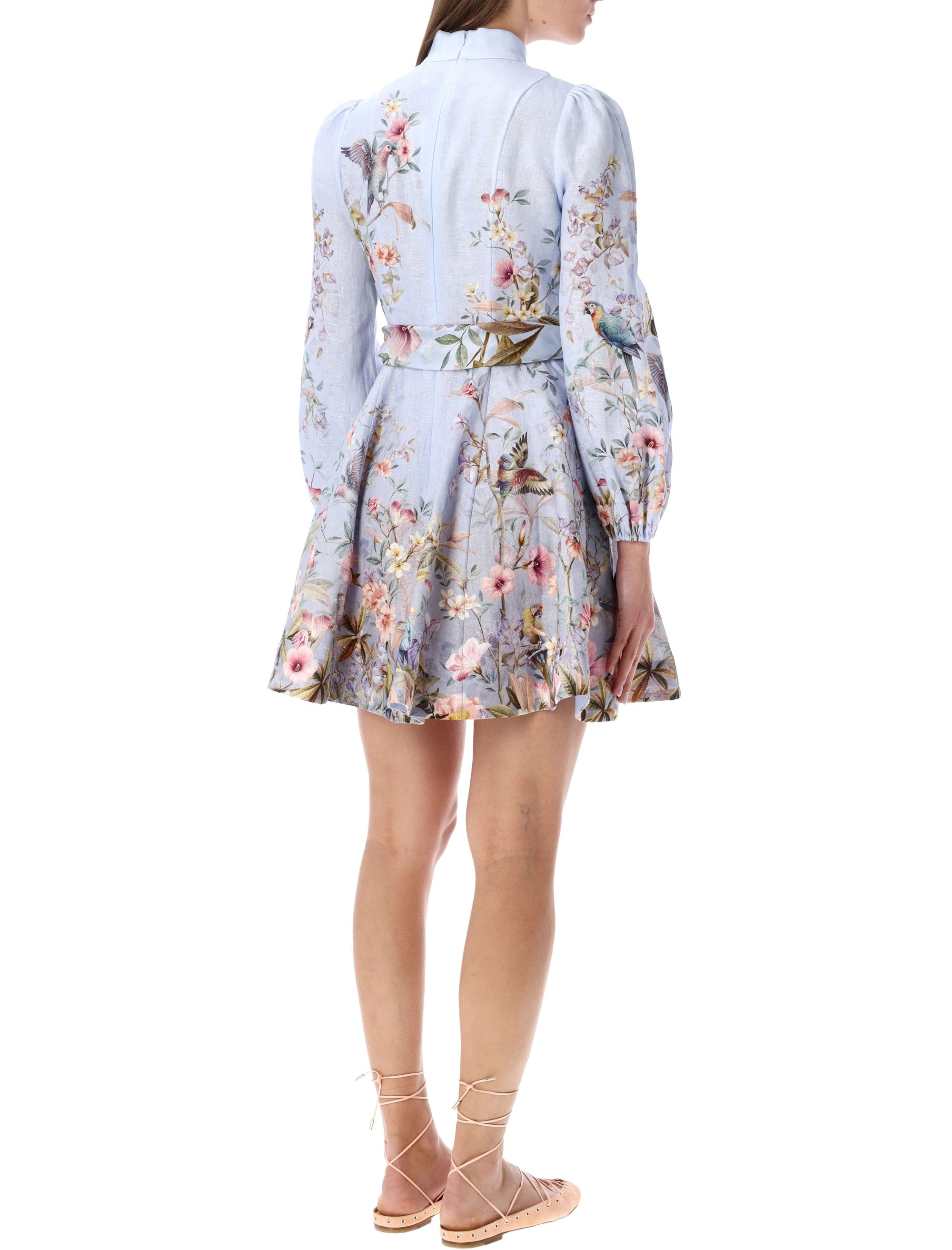 Rebellion Blue Floral Buttoned Mini Dress