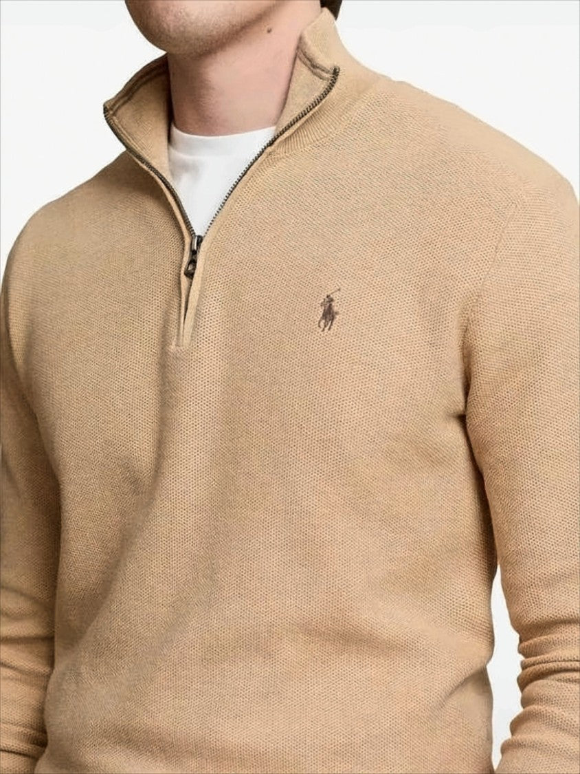 Half-Zip Long-Sleeve Pullover with Textured Knit