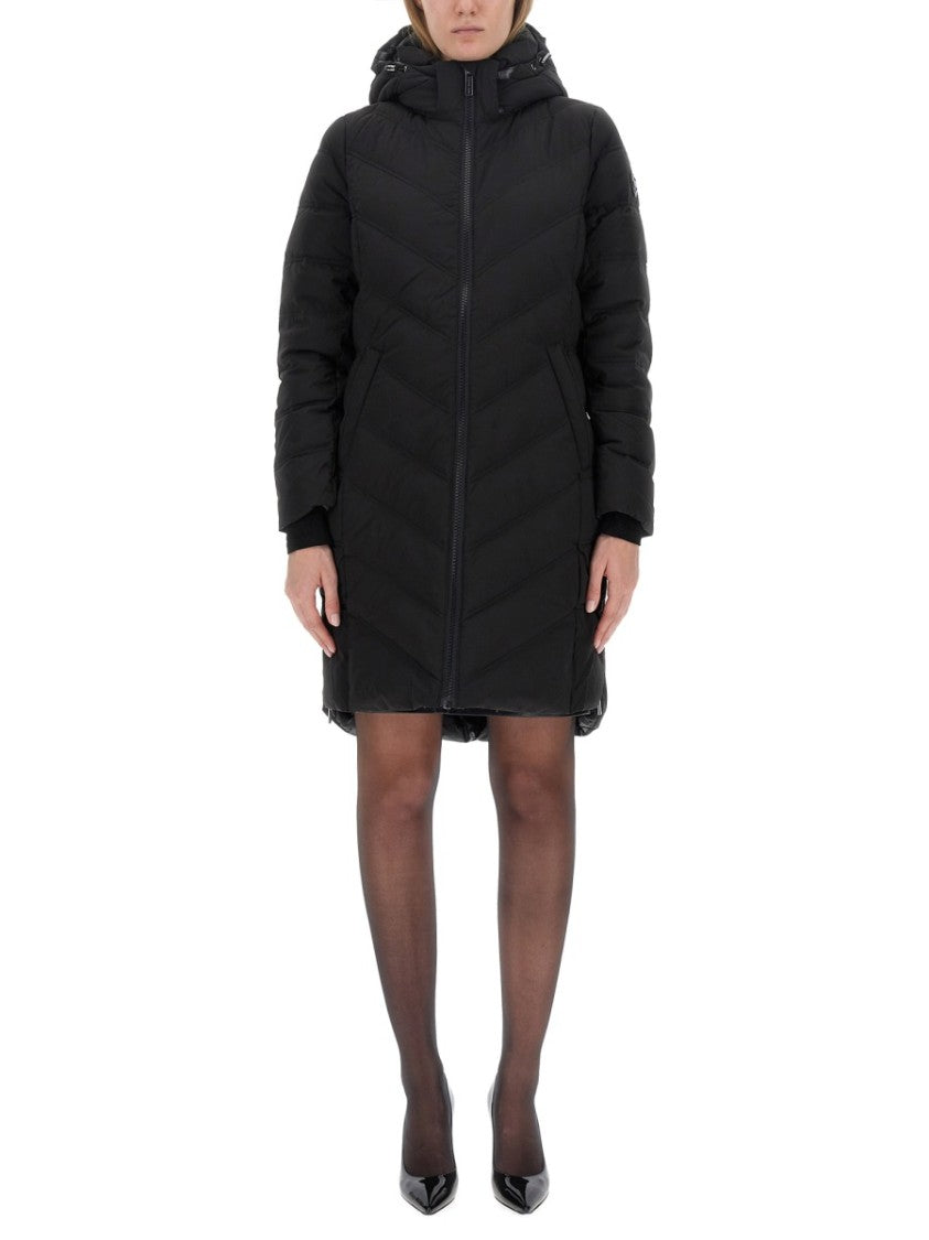 Quilted Black Hooded Parka