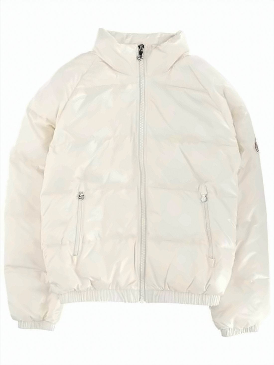 Glossy Quilted Down Jacket With High Collar