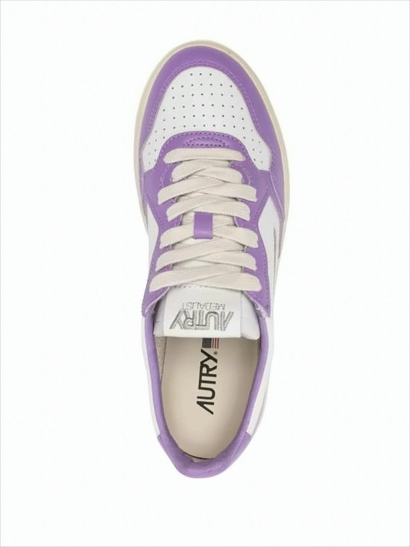 Low-Top Sneakers with Lavender Overlays and Padded Collar