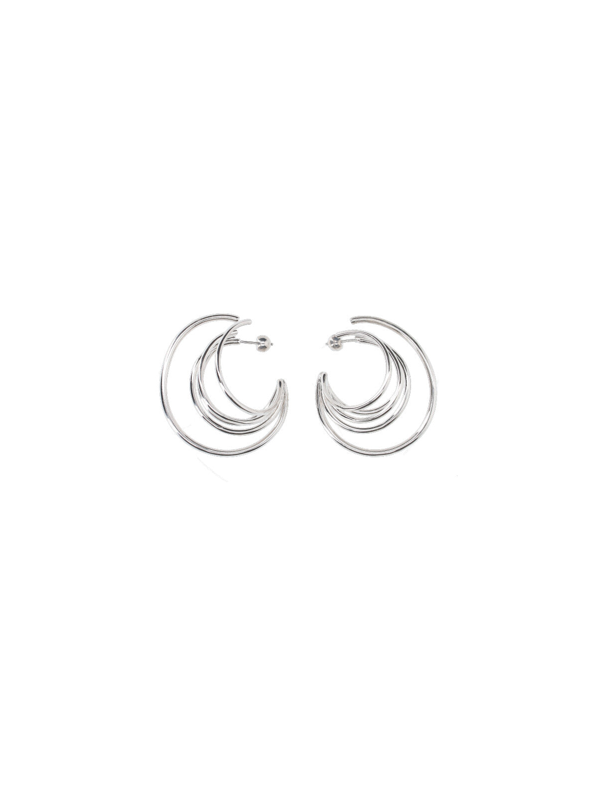"Triptych" Earrings In Silver-Plated Brass, Circular Design.