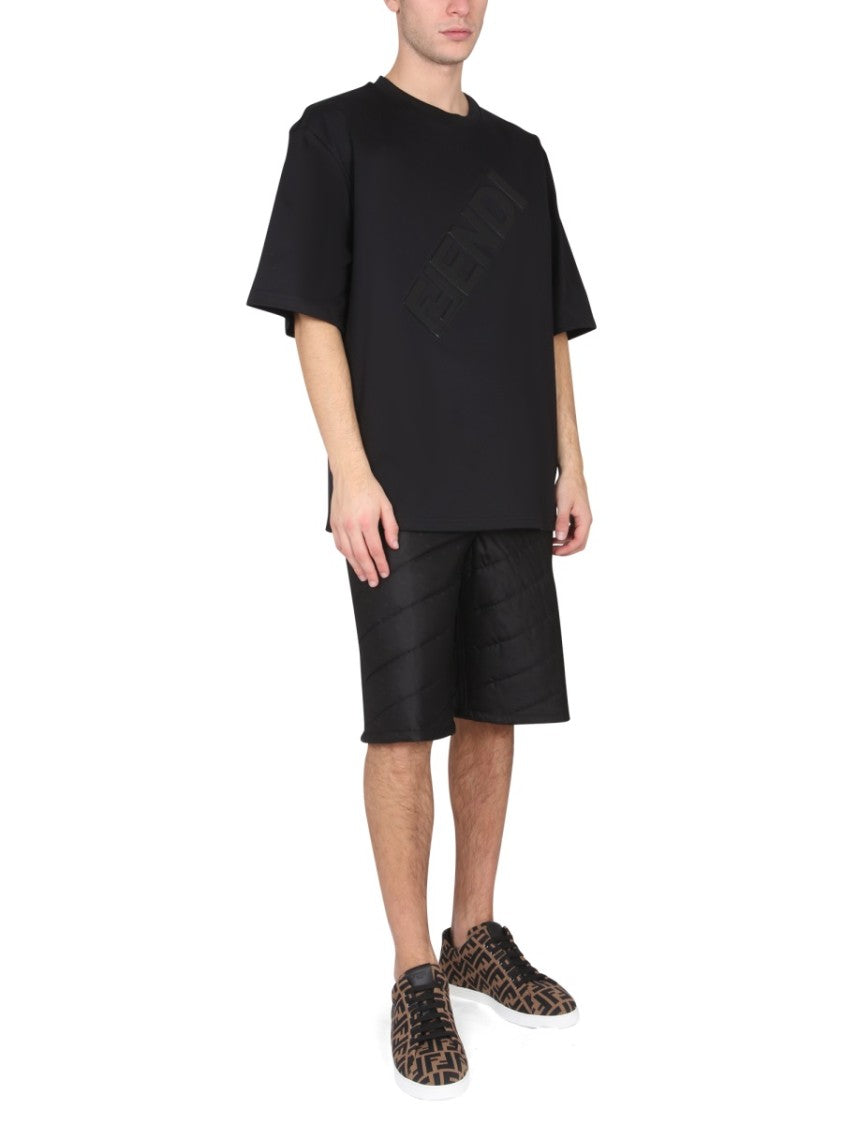 Quilted Black Bermuda Shorts