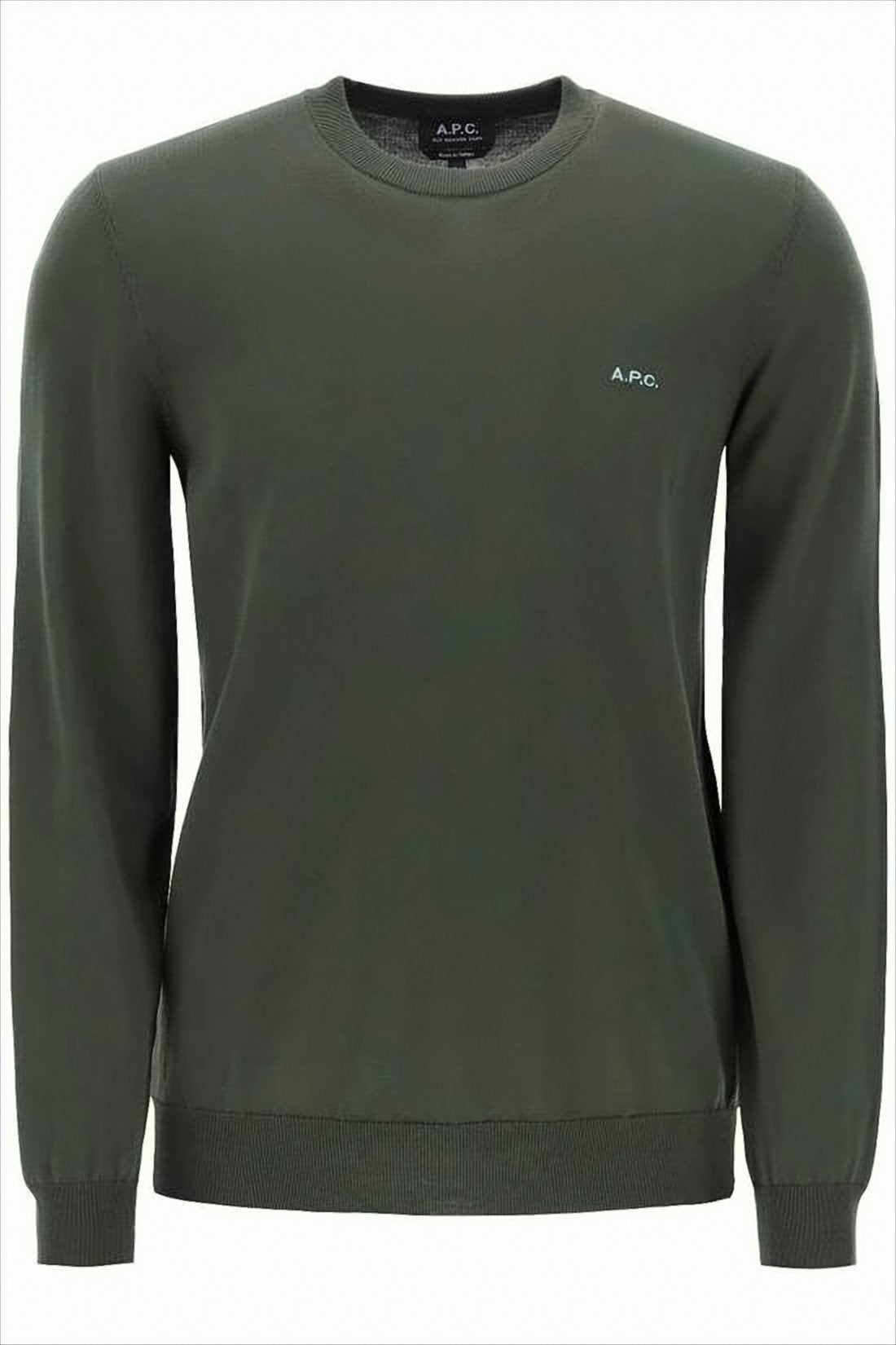 Classic Crew Neck Sweater in Dark Green Cotton
