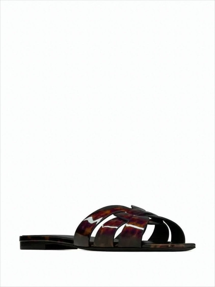 Tortoiseshell Pattern Mules with Woven Design