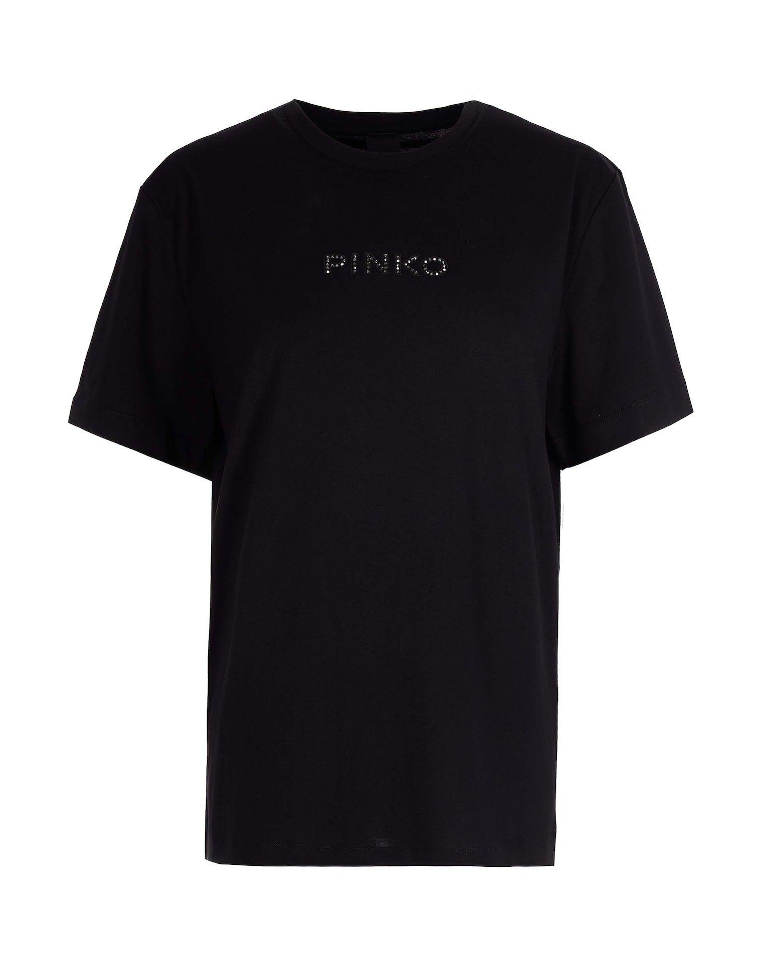 T-shirt z logo ozdobiony dżetami, o swobodnym kroju