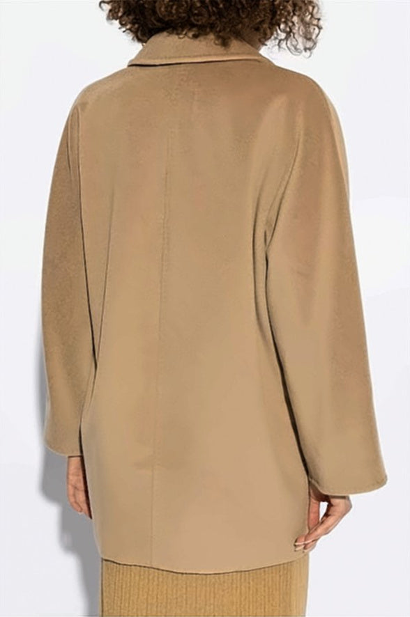 Boxy Double-Breasted Coat with Wide Lapels
