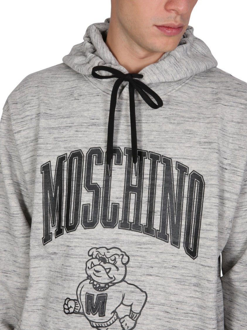 Heathered Grey Sweatshirt With Drawstring Hood
