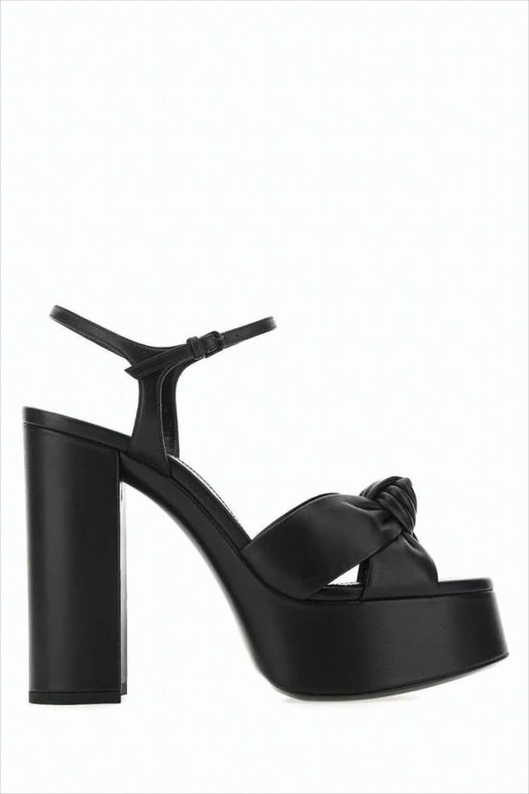 Block Heel Sandals with Knotted Strap