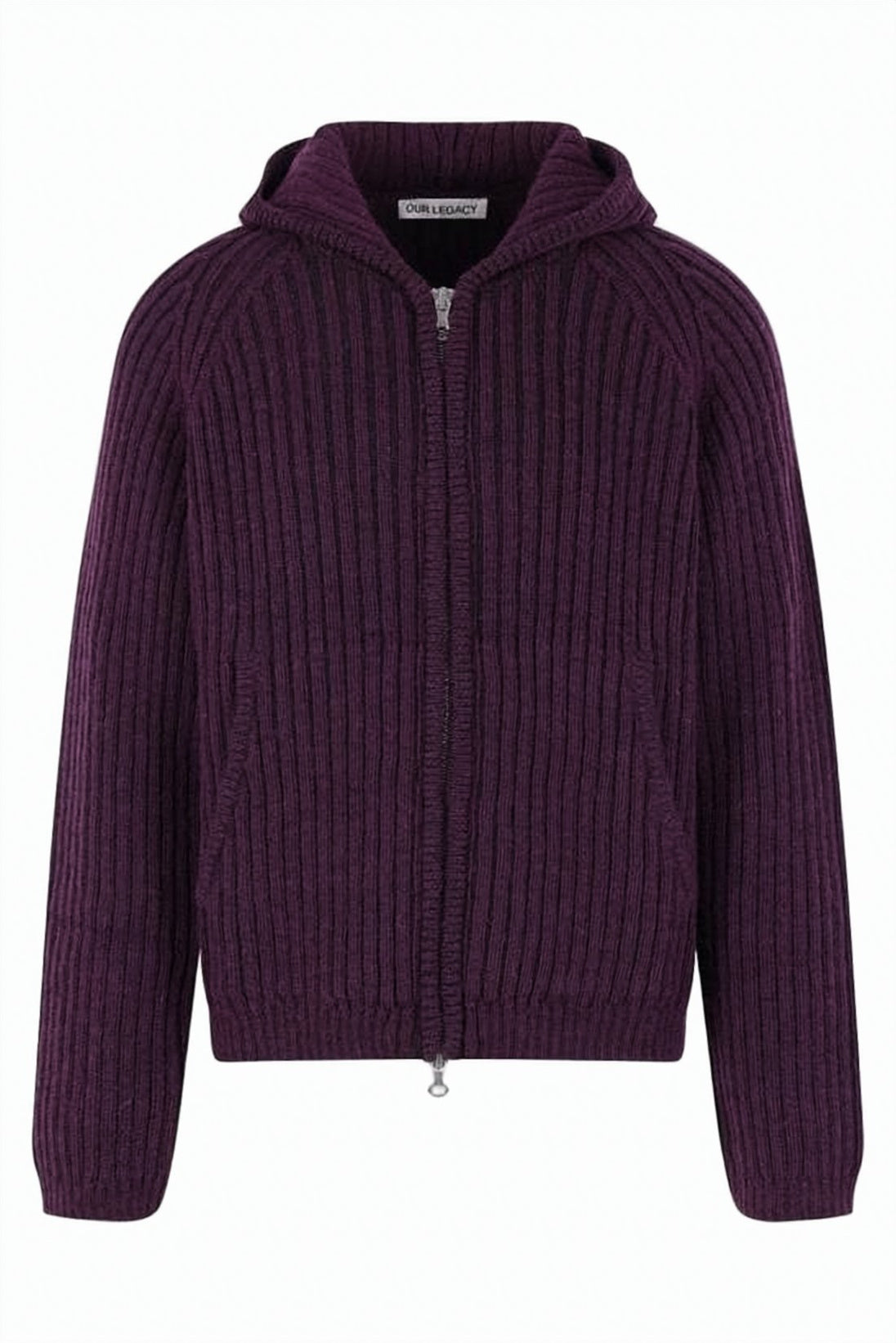 Ribbed Knit Hoodie with Integrated Hood