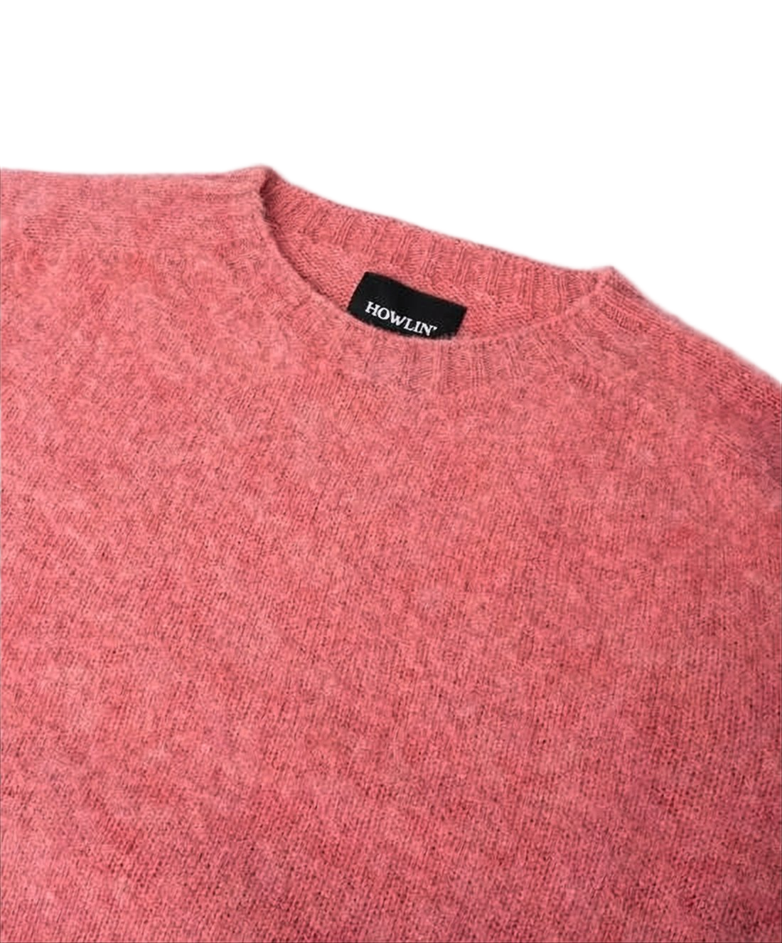 Relaxed Fit Pink Wool Sweater with Ribbed Cuffs