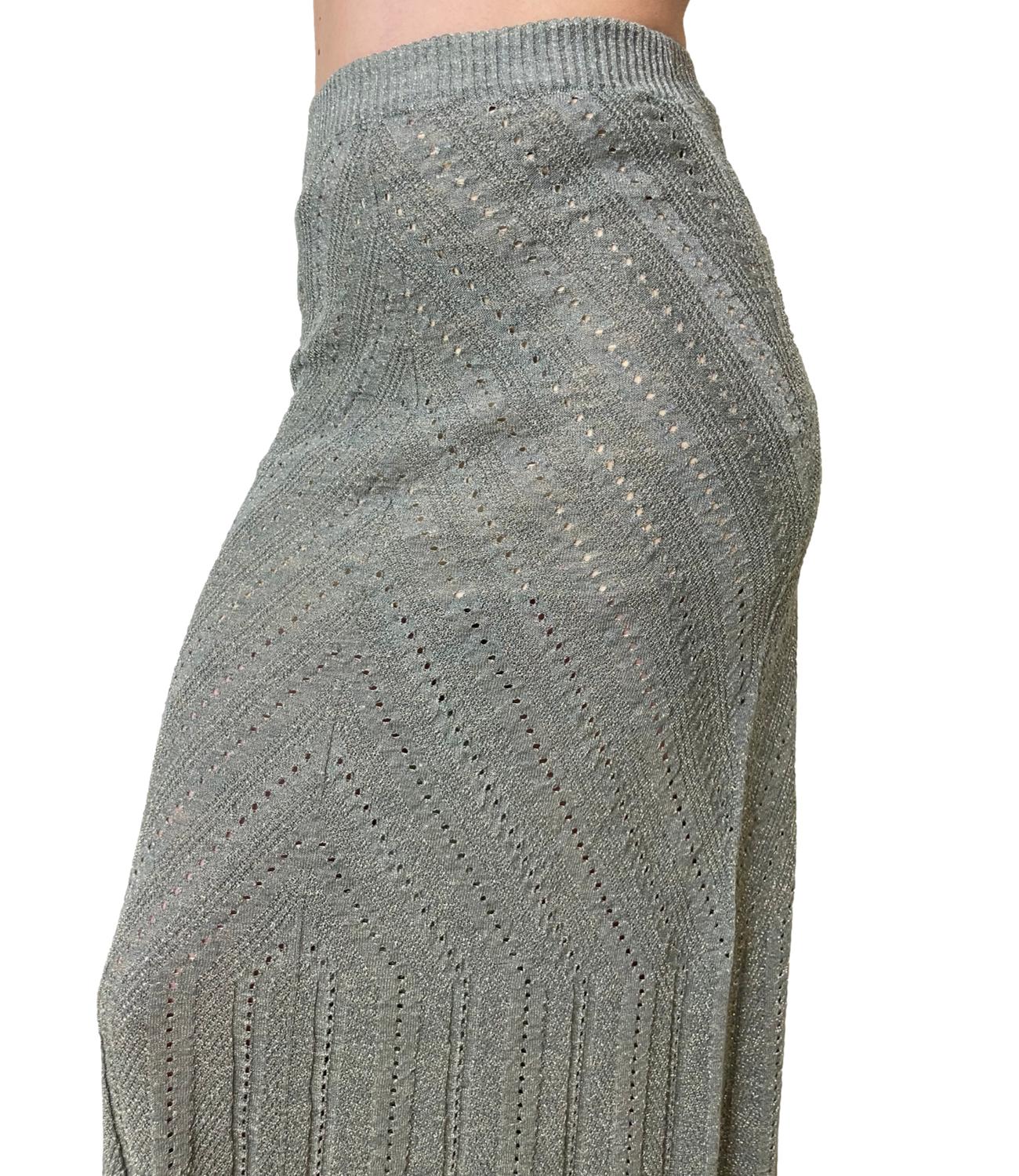 Chevron Knit Maxi Skirt with Fitted Waist