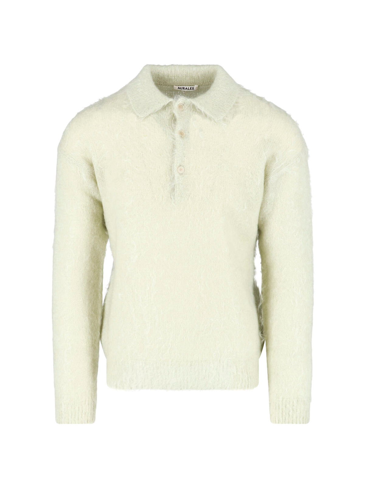 Green Textured Knit Ribbed Polo Shirt