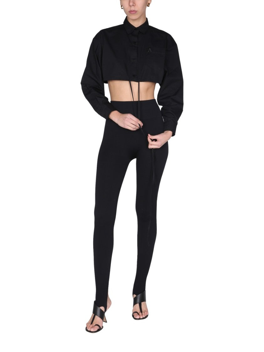 Pointed Collar Cropped Shirt