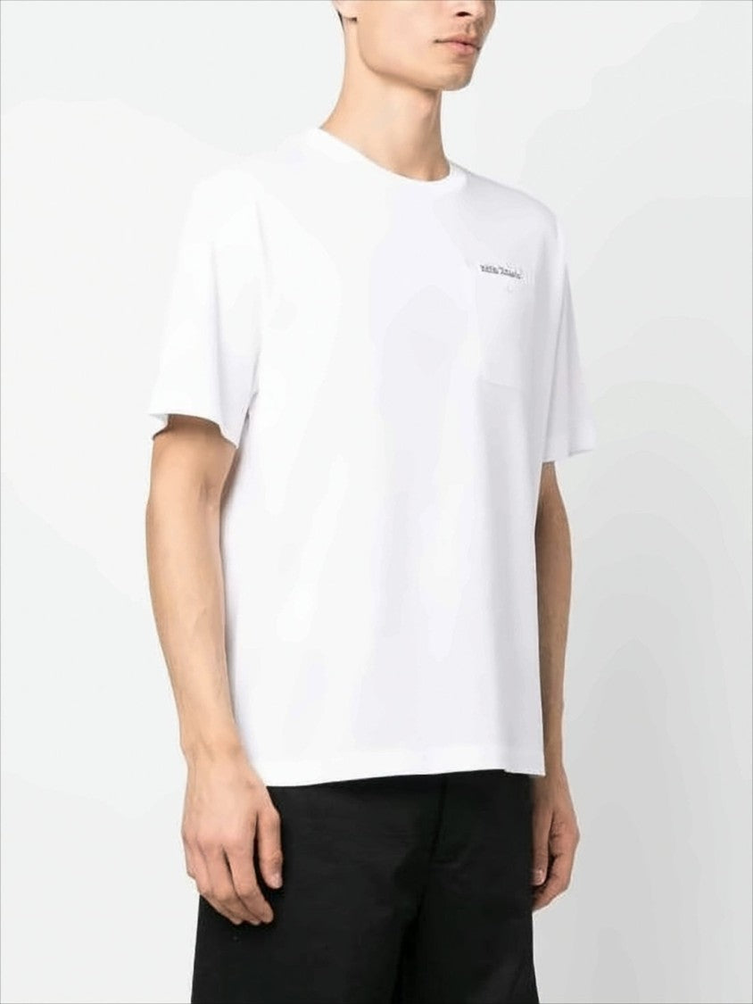 White Crew Neck T-Shirt with Subtle Text Detail