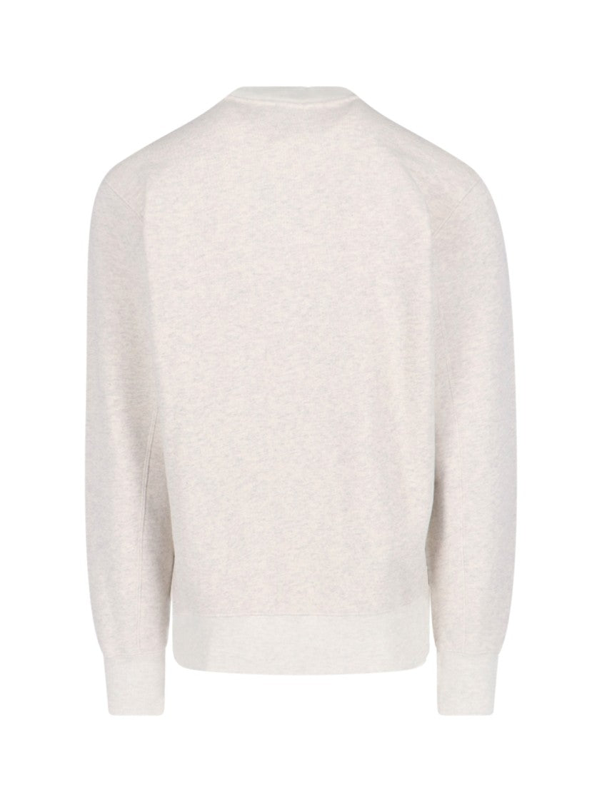 Light Grey Cotton Sweatshirt With Embroidered Logo