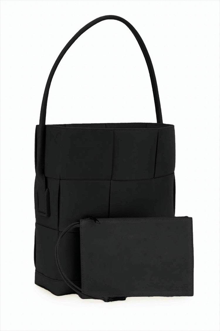 Vertical Woven Calfskin Shoulder Bag