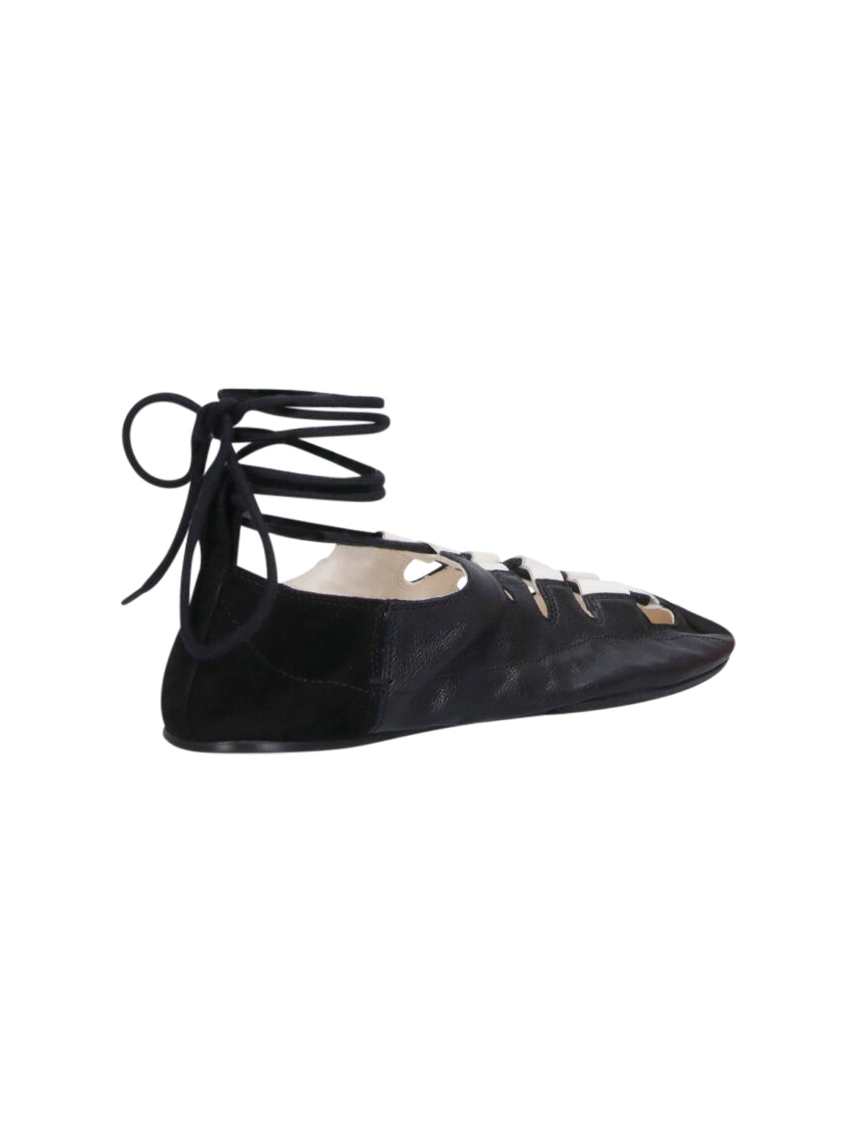 Black Pointed Toe Cut-Out Ankle Flats