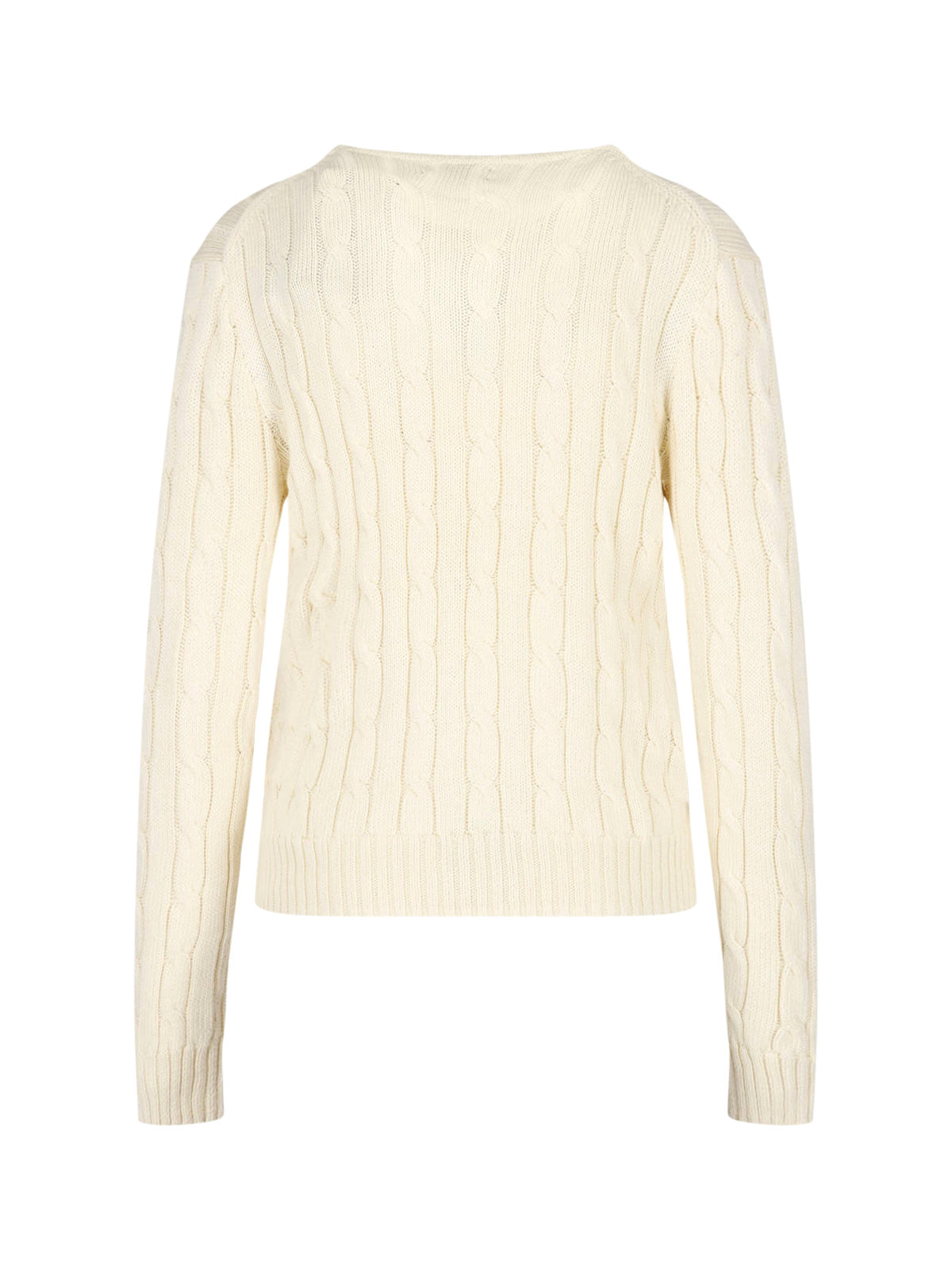 White Cable Knit Cropped Cotton Sweater