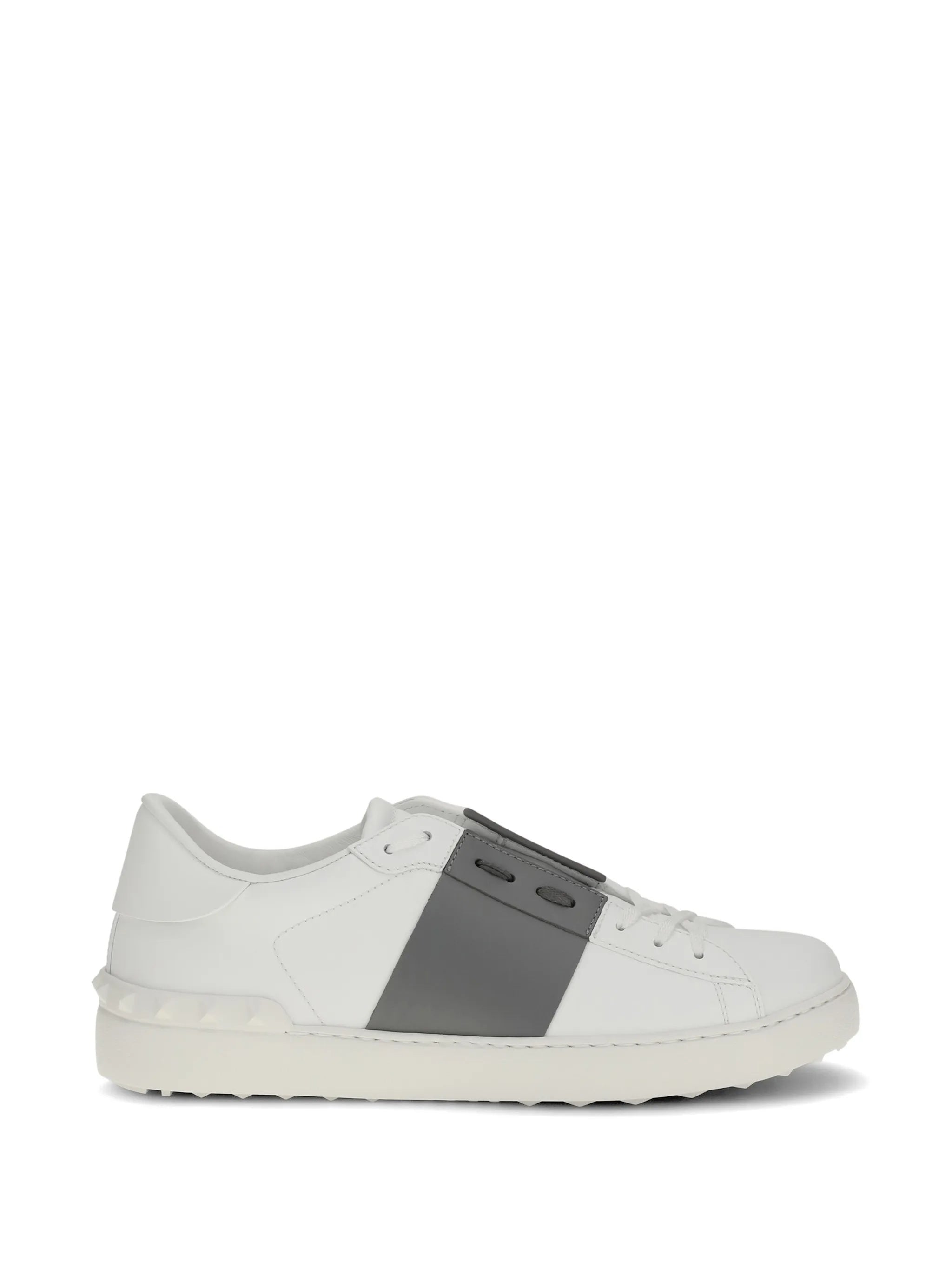 White Sneaker Open Low-Top Leather Sneakers