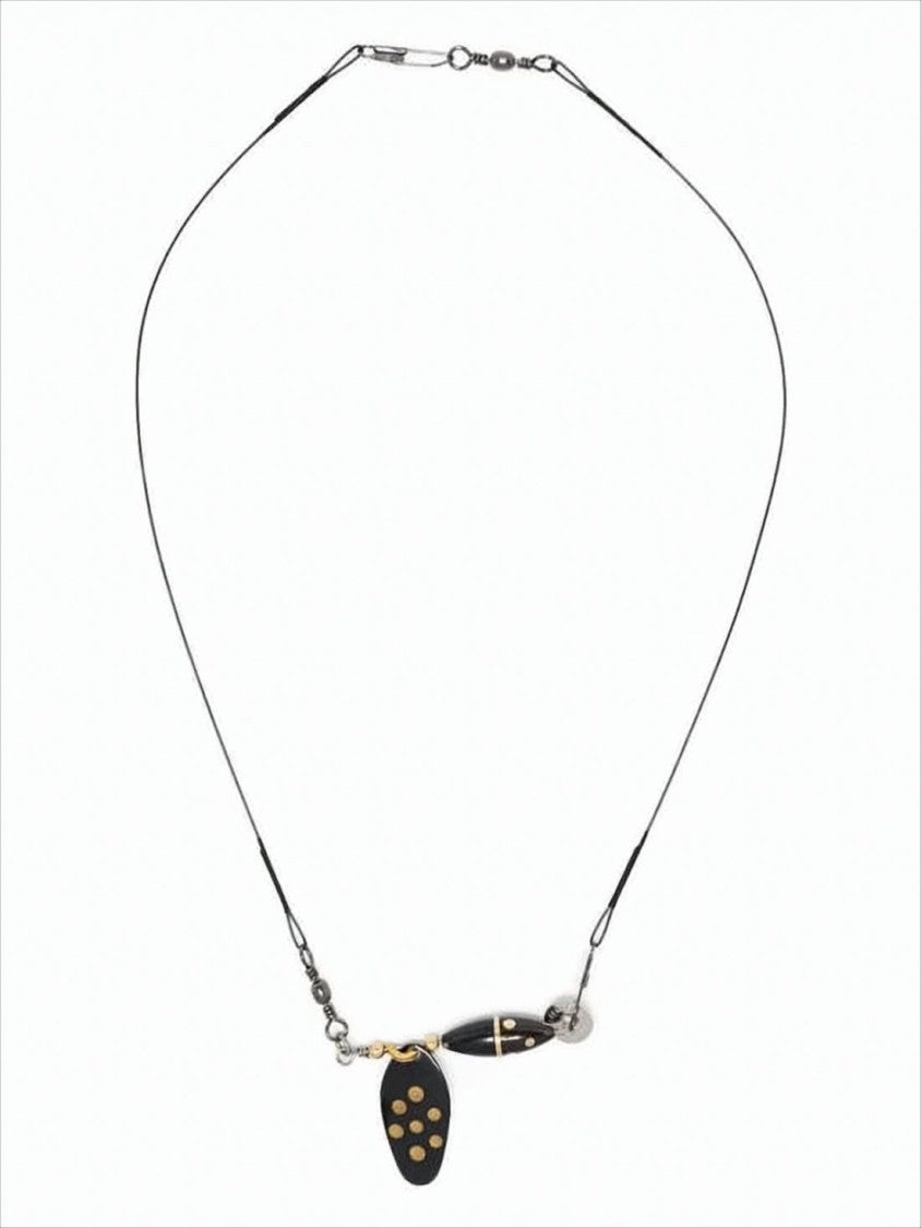 Black Cord Necklace With Distinctive Pendants