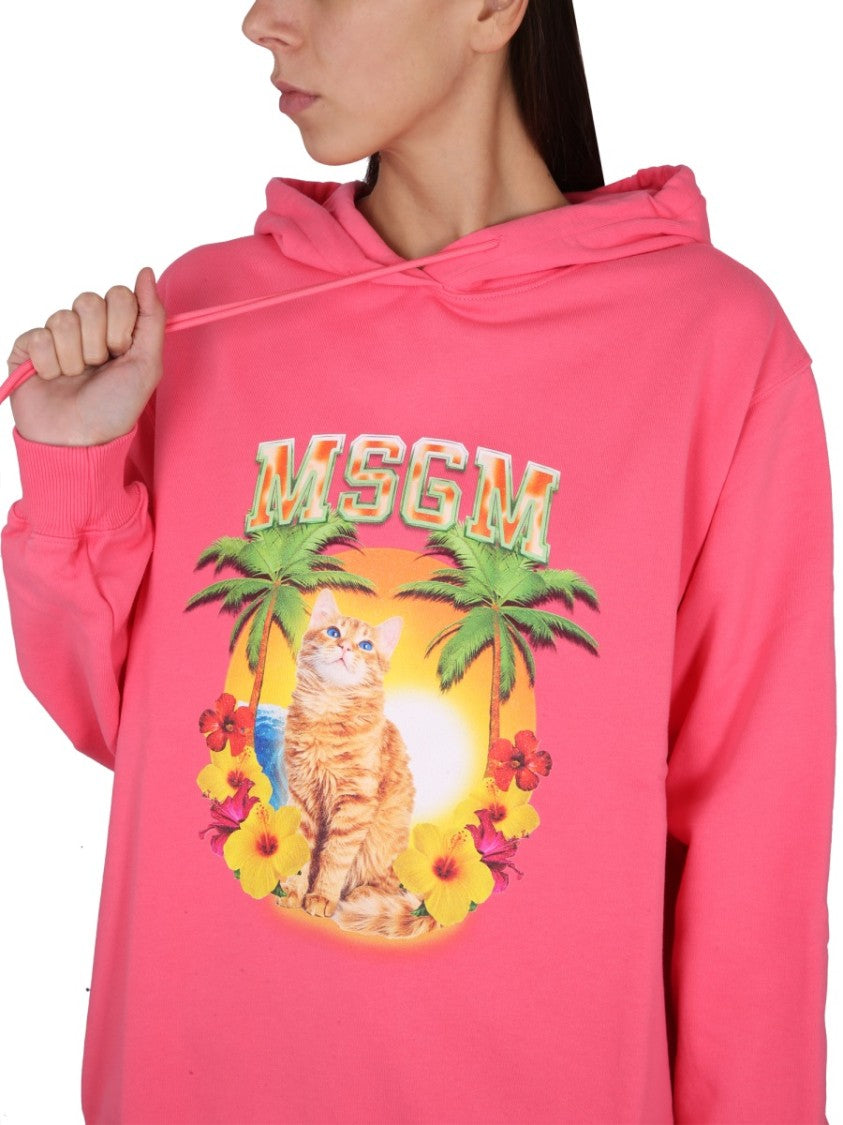 Vibrant Sweatshirt With Drawstring Hood And Playful Graphic