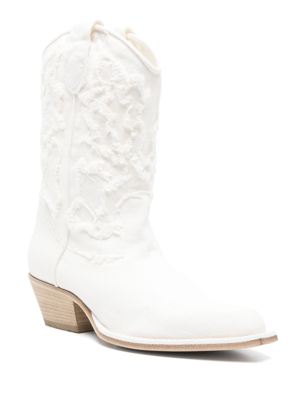 Intricately Textured White Boots
