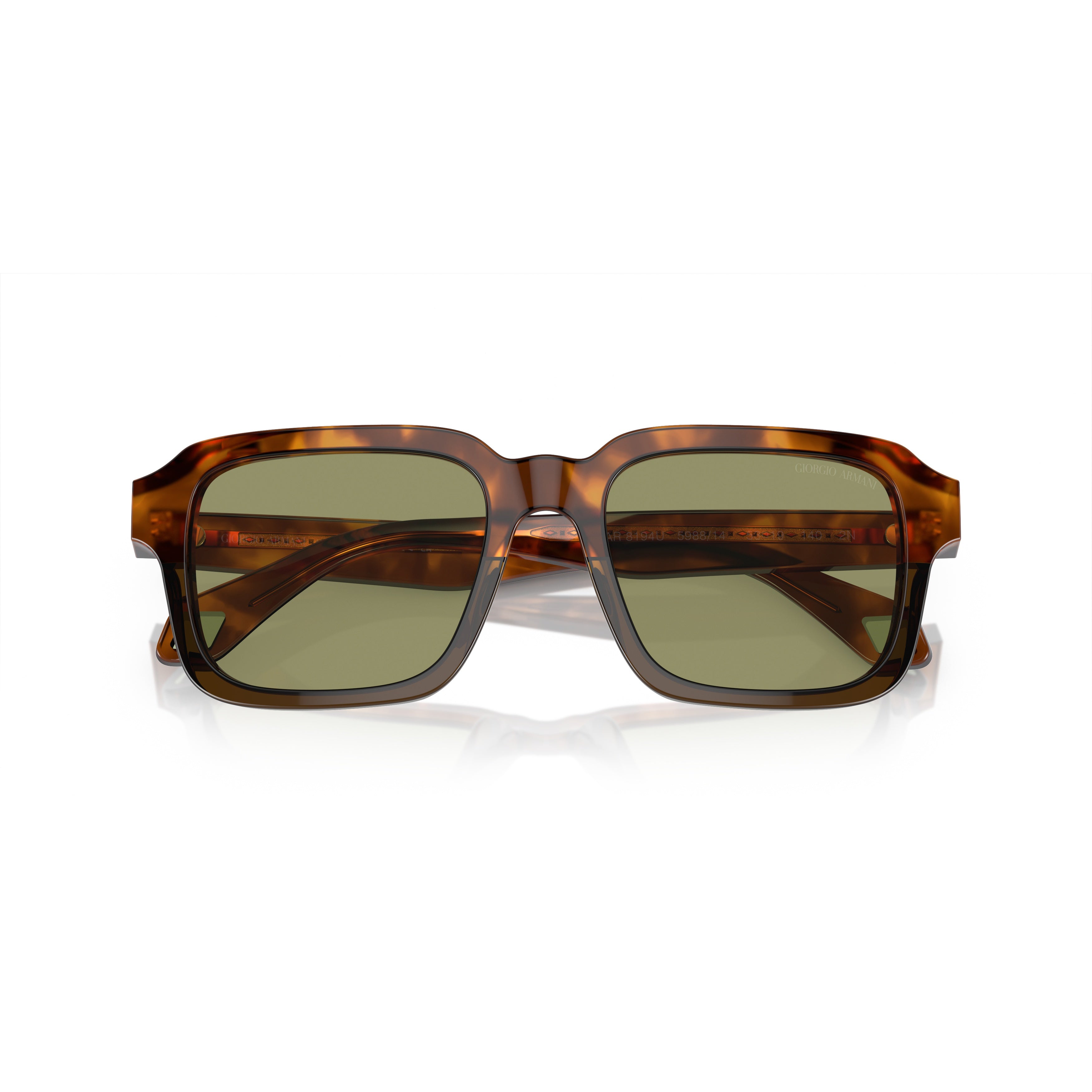 0ar8194u Bold Square Tortoiseshell Sunglasses with Green Lenses